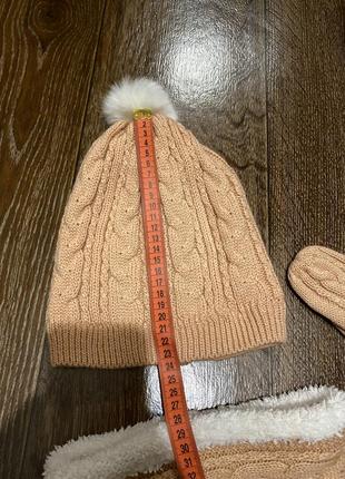 Зимний набор девочке шапка снуд перчатки lupilu2 фото