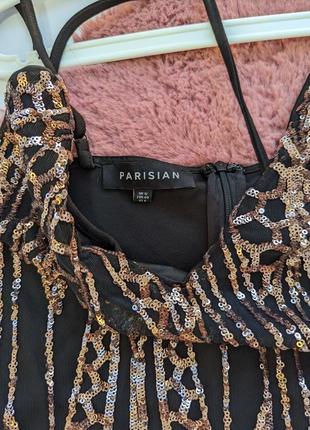 Сукня parisian чорна з золотими паєтками блискітками2 фото