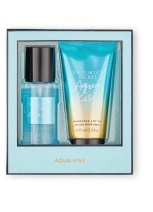 Подарочный парфюмированный набор victoria’s secret aqua kiss лосьон и спрей для тела 2*75 мл