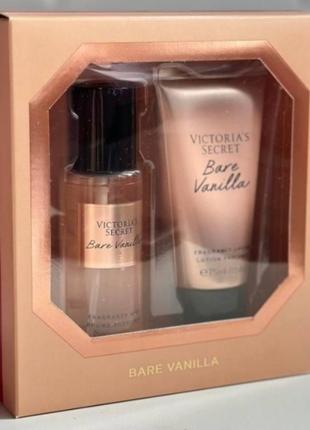 Набір (міні-спрей та лосьйон для тіла) bare vanilla victoria's secret