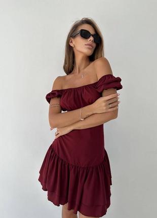 Сукня зі шнуровкою по спинці колір:марсал, малина, електрик9 фото