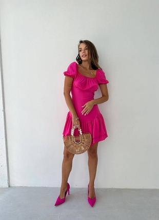 Сукня зі шнуровкою по спинці колір:марсал, малина, електрик3 фото