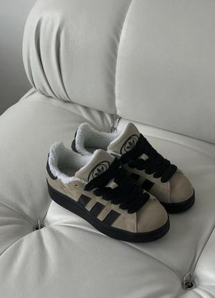 Кросівки adidas campus beige black winter fur - з хутром