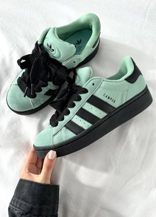 Шикарная стильная женская обувь кроссовки adidas campus “mint/black” наляжной топ новинка