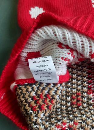 Женский новогодний свитер кофта красный мирер с оленем и снежинками сandida9 фото