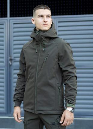 Классическая куртка мужская демисезонная удлиненная с капюшоном хаки pobedov matrix
