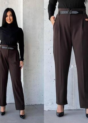 Класичні жіночі штани з теплої брючноі тканини великих розмірів6 фото