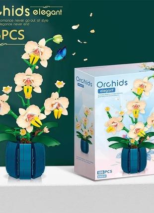Конструктор орхидея, цветы, лего brick, игрушка пластик
