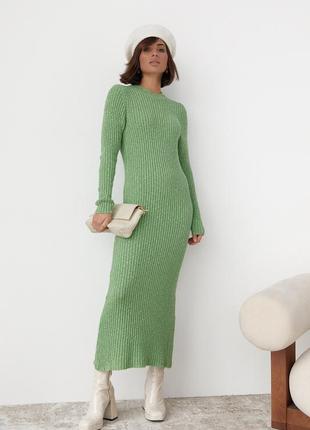 В'язане плаття oversize в широкий рубчик — салатовий колір, l (є розміри)5 фото