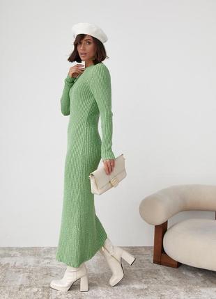 В'язане плаття oversize в широкий рубчик — салатовий колір, l (є розміри)2 фото