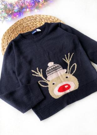 Новорічний светр, новорічна кофта , синій светр на хлопчика