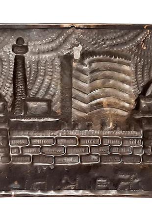 Медная чеканка "бакы" (баку), 28 см-20.5 см, декор на стену советских времен