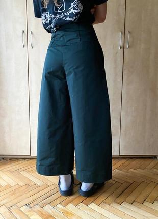 Стильные широкие брюки, кюлоты темно зеленого цвета , размер 342 фото