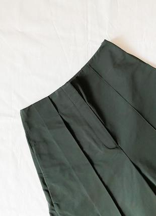 Стильные широкие брюки, кюлоты темно зеленого цвета , размер 347 фото