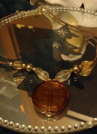 Колье з муранським склом та бісером. європейський вінтаж.