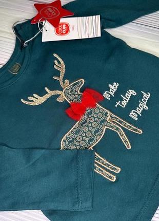 Детский новогодний реглан на девочку кофта с новогодним принтом на девочку кофточка для девочки на новый год