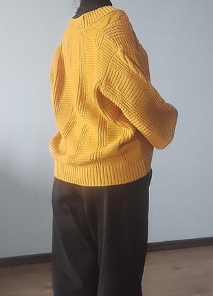 Вязаный объемный кардиган у стиле винтаж винтажный свитер желтый осенний зимний кардиган кофта4 фото