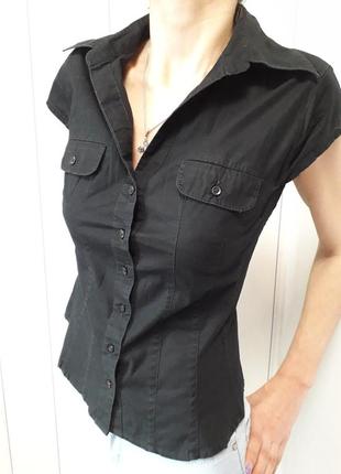 Чорна щільна блуза, сорочка, сорочка ( s/10)3 фото