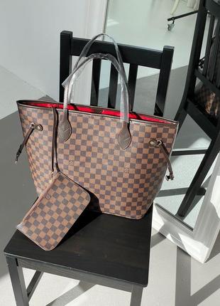 Вместительная женская сумка louis vuitton  шоппер с двумя руками в коричневом цвете луи виттон