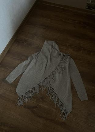 Стильные шерстяной свитер кардиган худи размер 34 пончо накидка6 фото