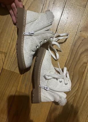 Белые ботиночки, сапожки, сапожки, нарядные, праздничные, для малышей, теплые