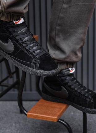 Чоловічі кросівки зимні чорні nike blazer high black winter, мужские зимние кроссовки найк