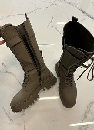 Крутейшие, трендовые ботинки zara в цвете хаки😍🖤