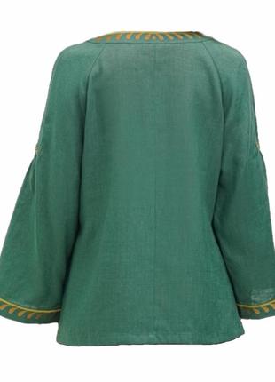 Блуза гармония зеленая женская льняная, галерея льна, 42-56р.2 фото