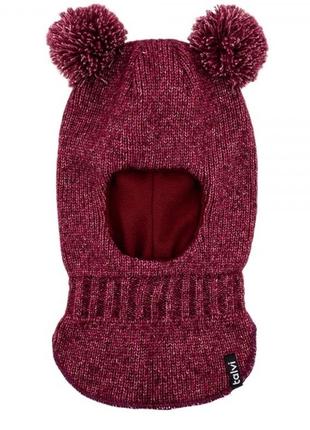 Дитячій шолом з бубонами, теплий шолом шапка з помпонами, шапка шлем помпони