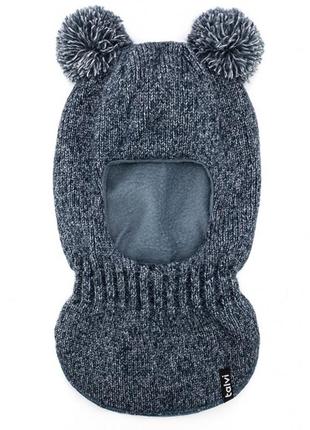 Дитячій шолом з бубонами, теплий шолом шапка з помпонами, шапка шлем помпони