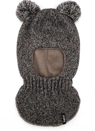 Дитячій шолом з бубонами, теплий шолом шапка з помпонами, шапка шлем помпони