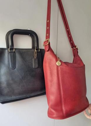 Сумка coach vintage, винтажная сумка coach, сумка винтаж, красная сумка, сумка ведро,