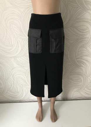 Стильная юбка с накладными карманами «zara»4 фото