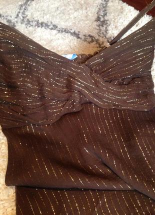 Шоколадне плаття сарафан натуральний шовк2 фото