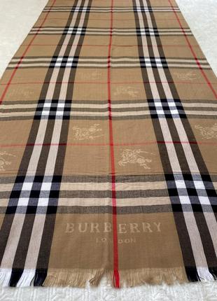 Палантин шарф беж коричневий в стилі burberry