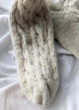 Мягкие женские теплые вязаные носки косичка с отворотами размер 38 39 24.5 25 см4 фото