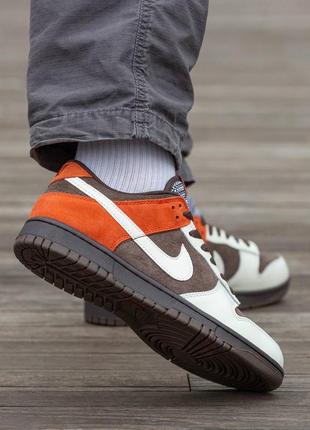 Шикарные мужские кроссовки "nike sb dunk velvet brown and rugged orange"6 фото