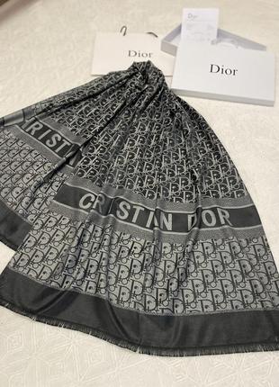 Палантин шарф чорний темно сірий в стилі dior