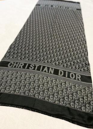 Палантин шарф черный темно серый в стиле dior4 фото