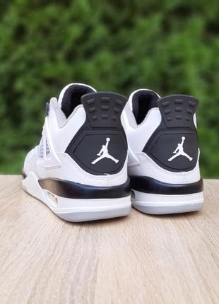 Nike air jordan 4 белые с серым и черным кроссовки женские кожаные термо на флисе ботинки сапоги высокие теплые найк джордан зимние осенние4 фото