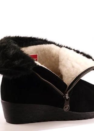 Женские черные зимние замшевые ботинки rieker tex 36р. оригинал x24705 фото