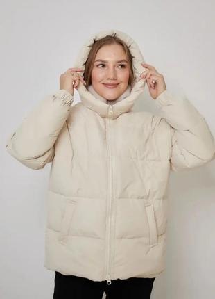 Зимняя удлиненная куртка пуховик с капюшоном с мехом3 фото