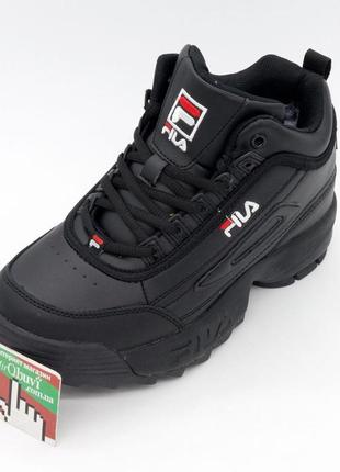 Жіночі зимові чорні кросівки fila disruptor 2 з хутром 36. розміри в наявності: 36, 38, 39.2 фото