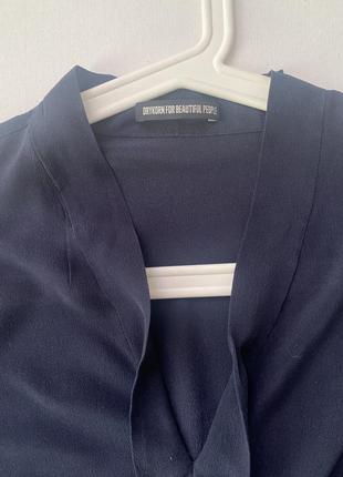 Синяя шелковая блузка1 фото