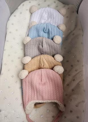Зимние шапочки для новорожденных