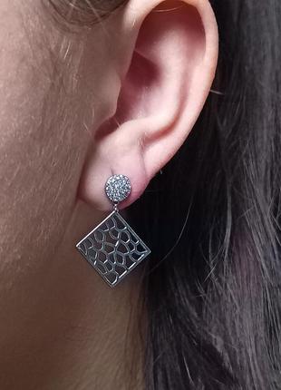 Гвоздики серьги под серебро с фианитами закуня