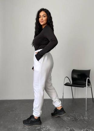 Базовые теплые спортивные штаны с начесом  50-52,54-56 белый,черный,графит3 фото