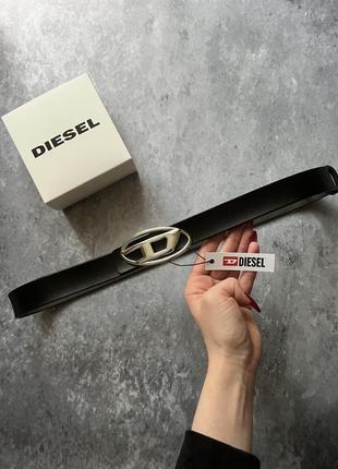 Жіночий чорний шкіряний ремінь в стилі diesel2 фото