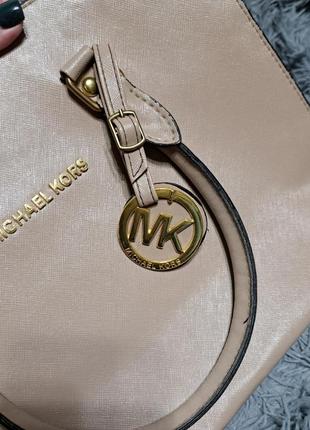 Сумка женская большая michael kors бежевая4 фото