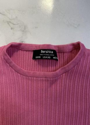 Базовый топ xs/s bershka топ в рубчик с завязками на завязках розовый кроп топ футболка2 фото